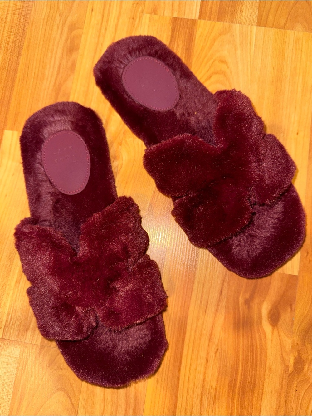 a new day Plush Faux-Fur Slide Slippers - Burgundy